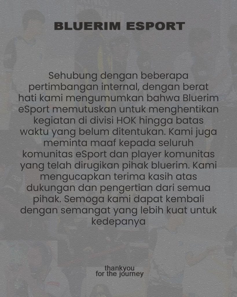 Klarifikasi Bluerim Esports KC 2024